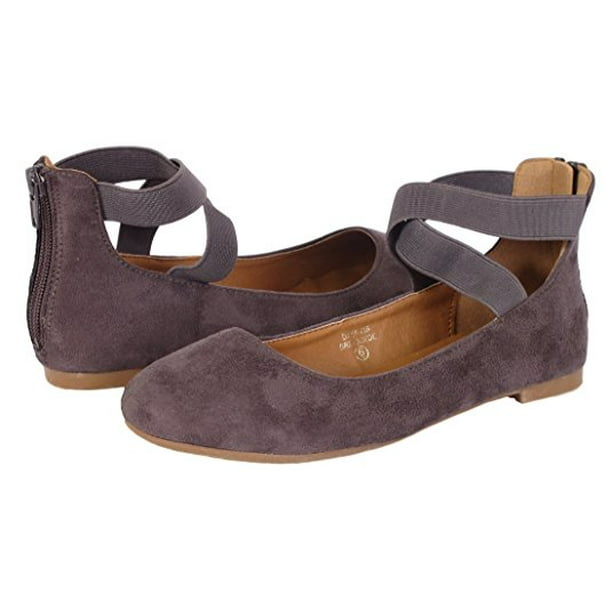 ANNA Dana-20 Womens Classic Ballerina Flats Elastic Crossing Straps